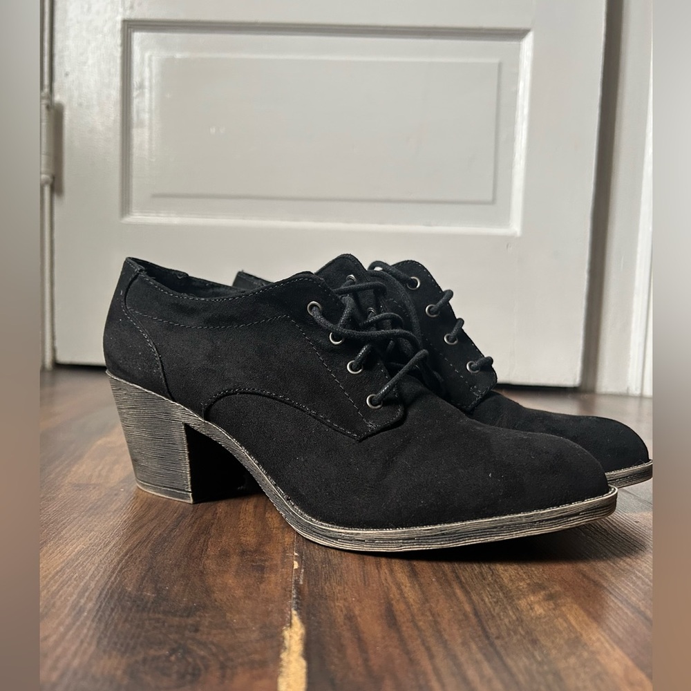 Rocket Dog Black Suede Heeled Boots Size 9